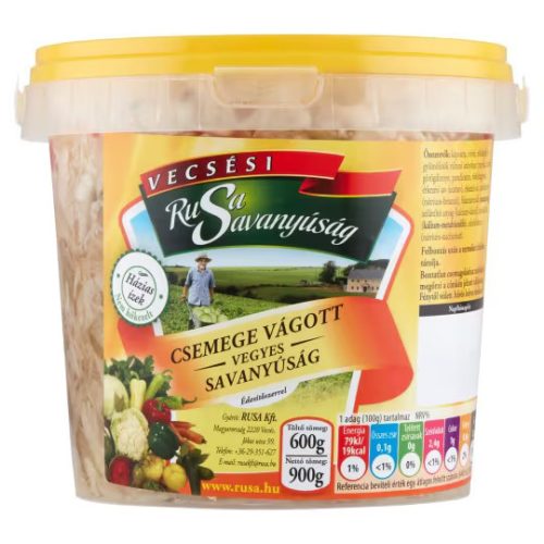 Vecsési Rusa Eingelegtes Feinschmecker-Gemüse, Geschnitten, mit Süssungsmittel - 900 g