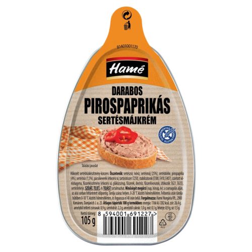 Hame Stückige Schweineleberpastete mit rotem Paprika – 105 g