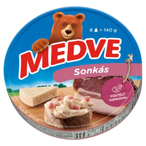 Medve Schinken Streichfähiger, Halbfetter Schmelzkäse - 8 x 17,5 g (140 g)
