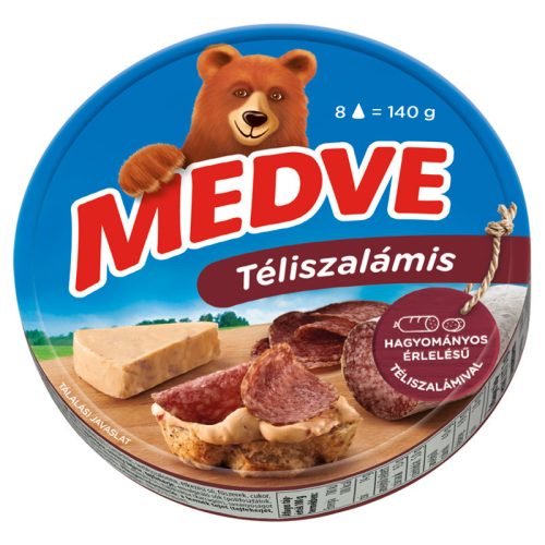 Medve Winter-Salami Streichfähiger, Halbfetter Schmelzkäse - 8 x 17,5 g (140 g)