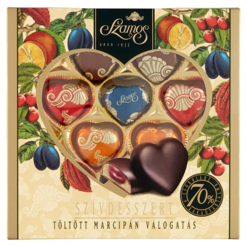 Szamos Gefülltes Marzipan-Herz-Dessert, 10 Stück – 130 g