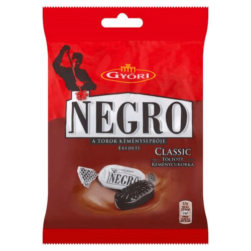 Győri Negro Classic Gefüllte Hartkaramellen mit Menthol-Anis-Geschmack - 79 g