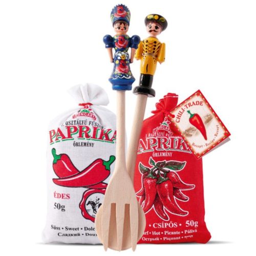 Paprikapulver im Leinenbeutel mit Baby-Holzgabel-Holzlöffel – 2x50 g